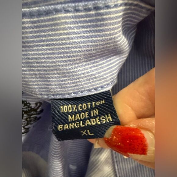 Izod size XL men’s button down blue striped shirt - Picture 7 of 8